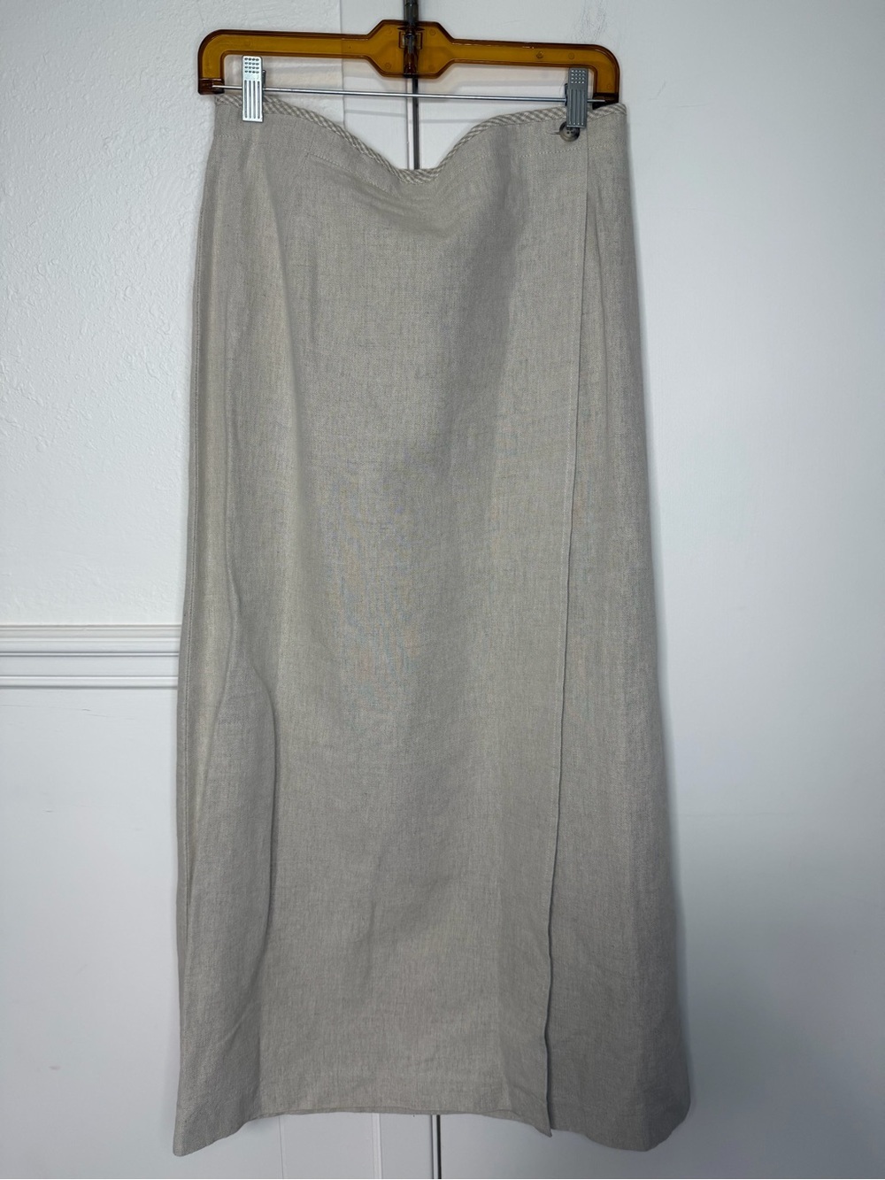 Talbots Neutral Linen-Blend Maxi Skirt in Light Taupe size 12